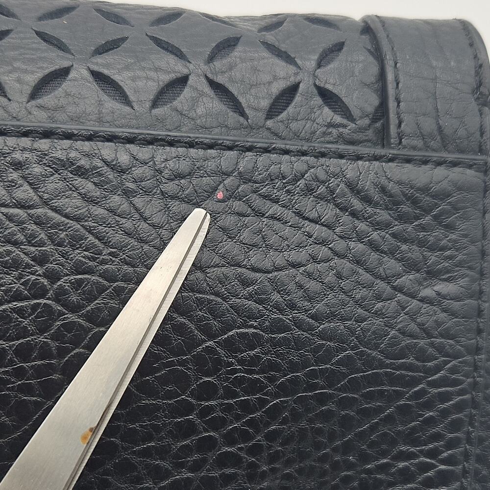 Kate Spade Perry Lane Greer Crossbody Black Pebbled Leather Bag Latice Laser Cut - Picture 5 of 12